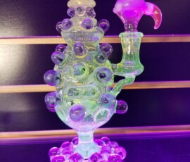 Detailed custom glass pipe in neon lighting